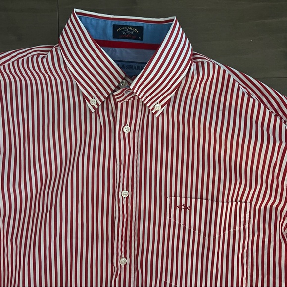 Paul & Shark South Sea Yacht Club button down classic red white stripe 43  (XL) - Picture 3 of 11